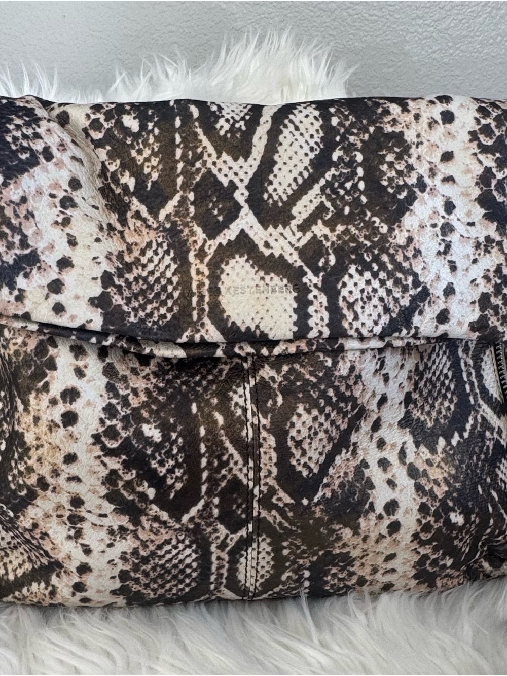 Aimee Kestenberg Snake Print Clutch in Black, Brown, Cream